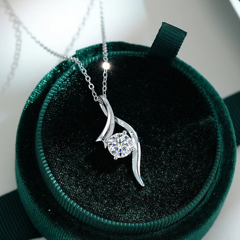 Smyoue 1CT Solitaire Certified Moissanite Pendant Necklace for Women Classic Bridal Jewelry 100% Pure 925 Silver Chain Wholesale