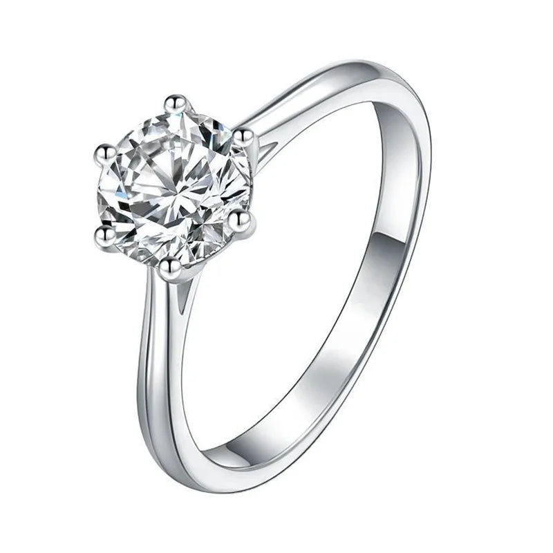 Smyoue 0.3/0.5/0.8/1/2/3CT Certified Moissanite Wedding Rings for Women Sparkling Gemstone 100% 925 Sterling Silver Jewelry
