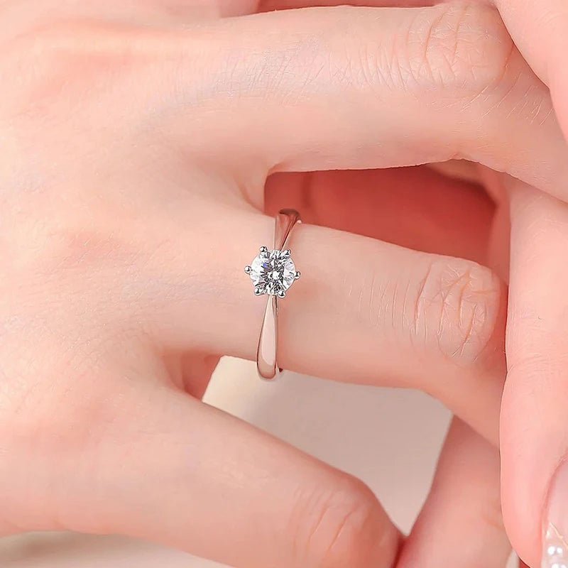 Smyoue 0.3/0.5/0.8/1/2/3CT Certified Moissanite Wedding Rings for Women Sparkling Gemstone 100% 925 Sterling Silver Jewelry