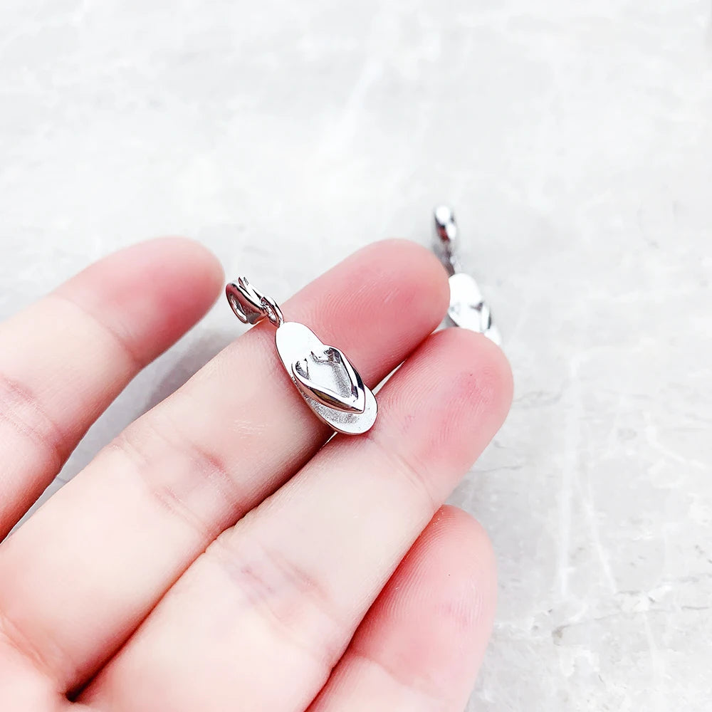 Fashion Classic Flip-flop Charm Lucky 925 Sterling Silver Pure Pendant Women Men's Jewelry Gifts