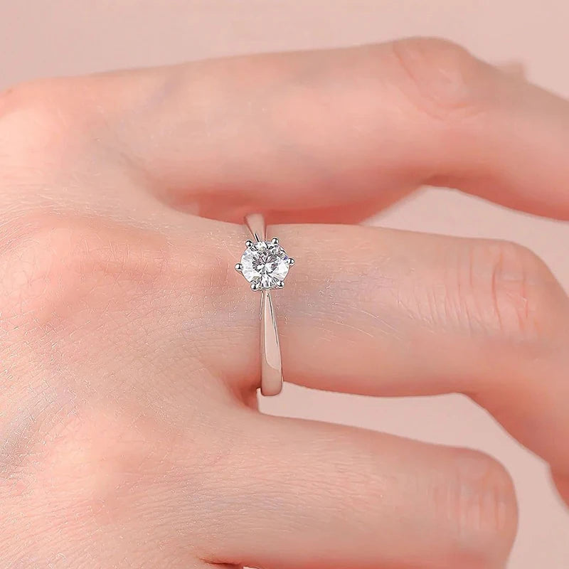 Smyoue 0.3/0.5/0.8/1/2/3CT Certified Moissanite Wedding Rings for Women Sparkling Gemstone 100% 925 Sterling Silver Jewelry