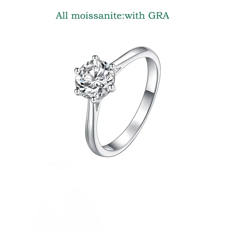 Smyoue 0.3/0.5/0.8/1/2/3CT Certified Moissanite Wedding Rings for Women Sparkling Gemstone 100% 925 Sterling Silver Jewelry