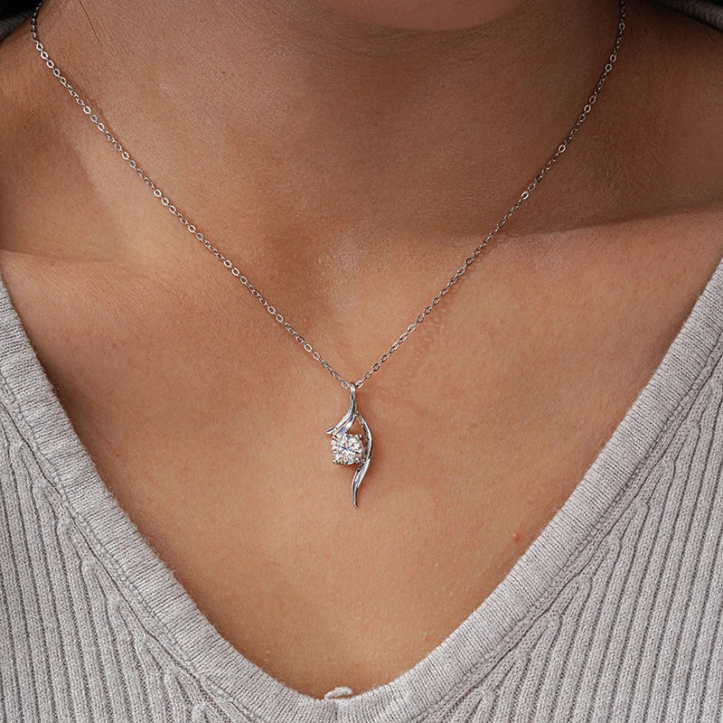 Smyoue 1CT Solitaire Certified Moissanite Pendant Necklace for Women Classic Bridal Jewelry 100% Pure 925 Silver Chain Wholesale