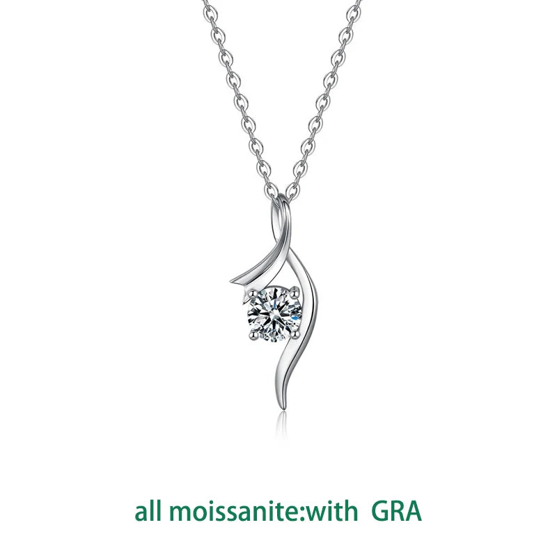 Smyoue 1CT Solitaire Certified Moissanite Pendant Necklace for Women Classic Bridal Jewelry 100% Pure 925 Silver Chain Wholesale