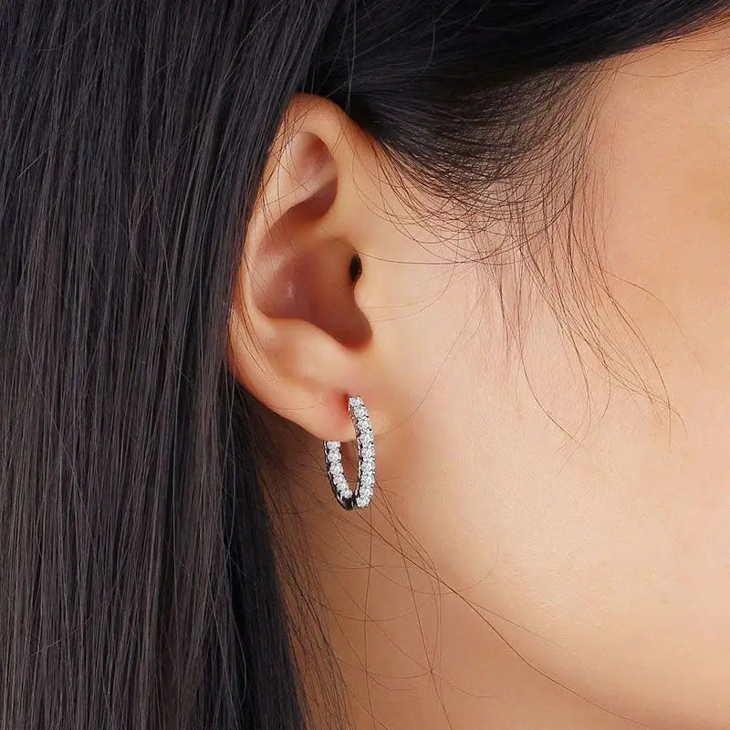Classic New Silver Color Round Circle Luminous Cubic Zirconia Stud Earrings for Women Hypoallergenic Earrings Jewelry