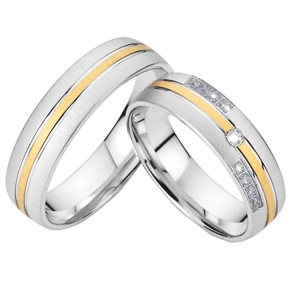 High Quality Western Italian Korean 18k Gold Plated Stainless Steel Jewelry Wedding Rings Couple Sets For Men And Women