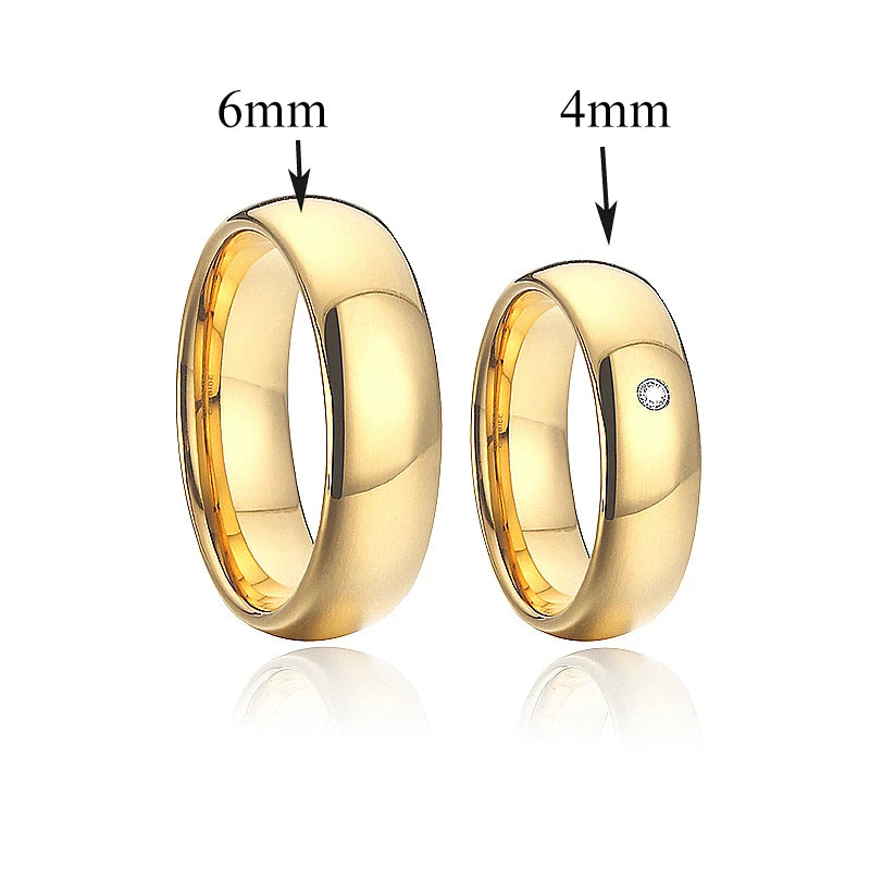 High Quality Western Italian Korean 18k Gold Plated Stainless Steel Jewelry Wedding Rings Couple Sets For Men And Women