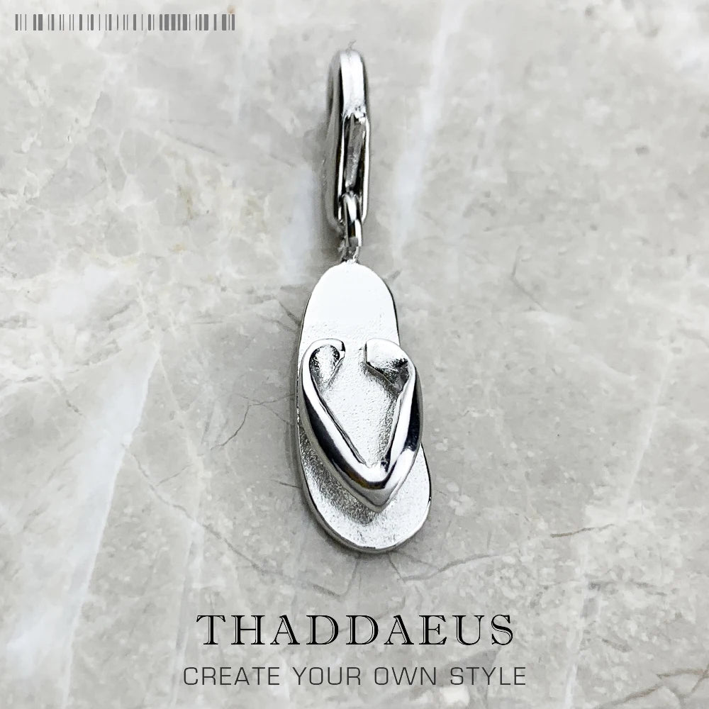 Fashion Classic Flip-flop Charm Lucky 925 Sterling Silver Pure Pendant Women Men's Jewelry Gifts