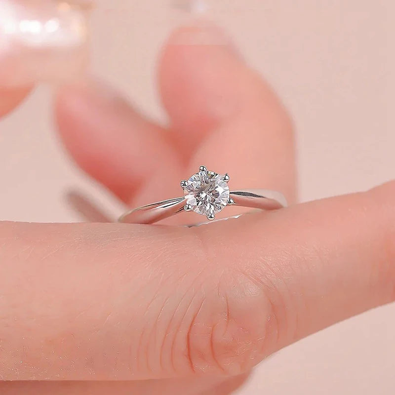 Smyoue 0.3/0.5/0.8/1/2/3CT Certified Moissanite Wedding Rings for Women Sparkling Gemstone 100% 925 Sterling Silver Jewelry