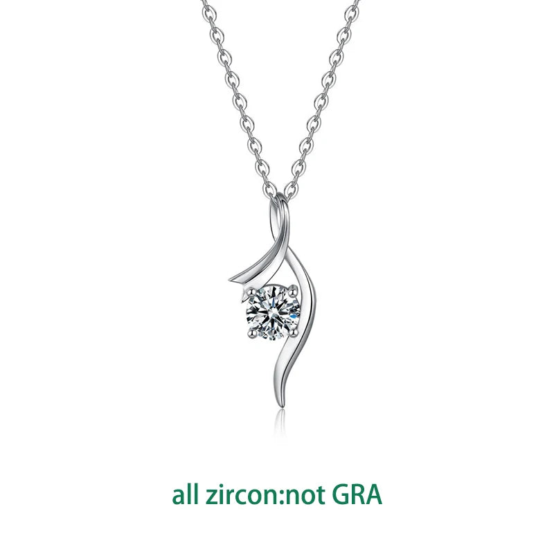 Smyoue 1CT Solitaire Certified Moissanite Pendant Necklace for Women Classic Bridal Jewelry 100% Pure 925 Silver Chain Wholesale