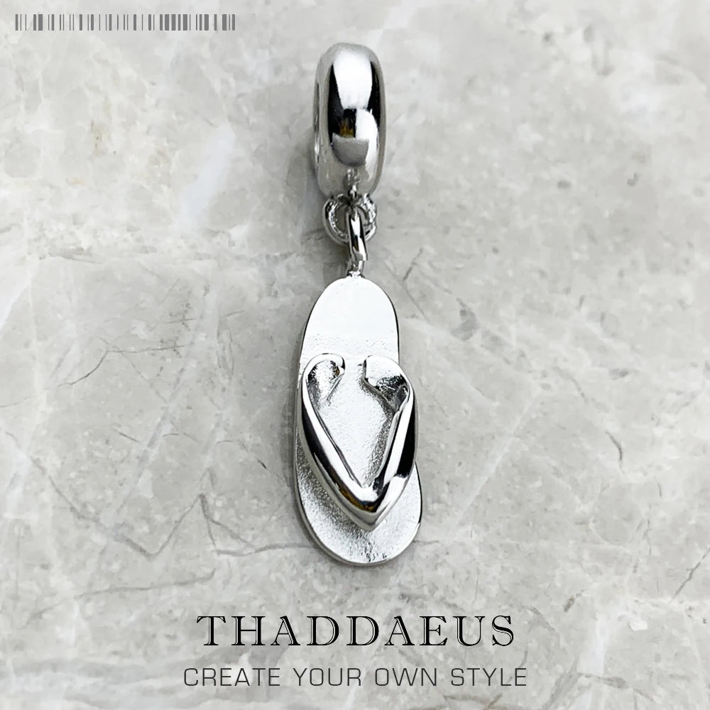 Fashion Classic Flip-flop Charm Lucky 925 Sterling Silver Pure Pendant Women Men's Jewelry Gifts