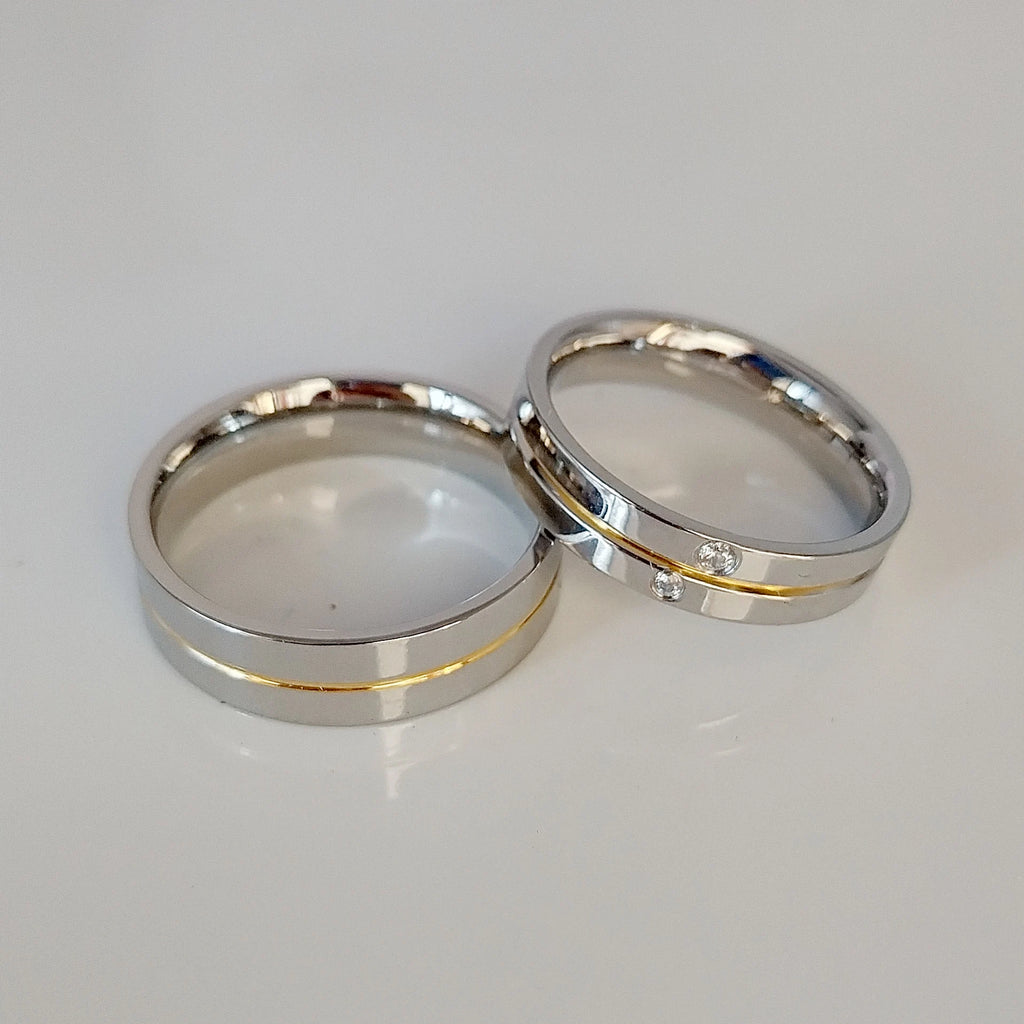 High Quality Western Italian Korean 18k Gold Plated Stainless Steel Jewelry Wedding Rings Couple Sets For Men And Women