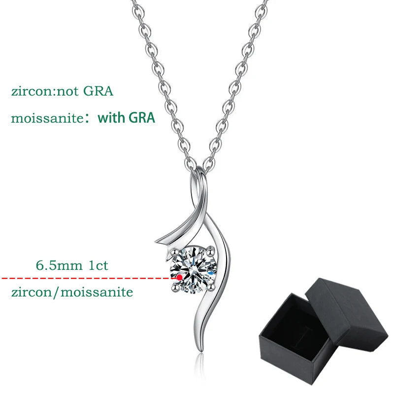 Smyoue 1CT Solitaire Certified Moissanite Pendant Necklace for Women Classic Bridal Jewelry 100% Pure 925 Silver Chain Wholesale