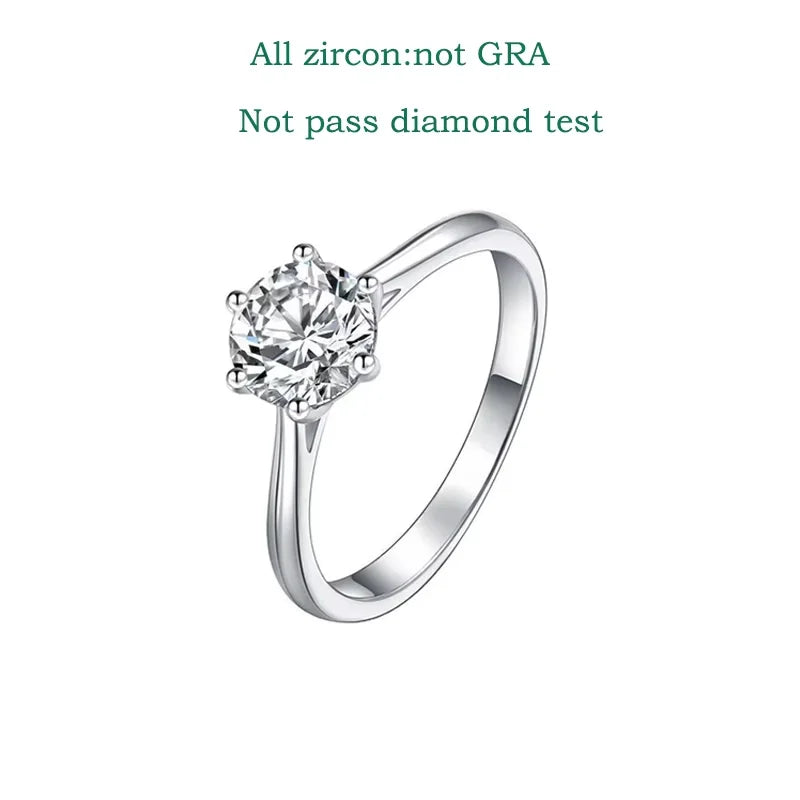 Smyoue 0.3/0.5/0.8/1/2/3CT Certified Moissanite Wedding Rings for Women Sparkling Gemstone 100% 925 Sterling Silver Jewelry