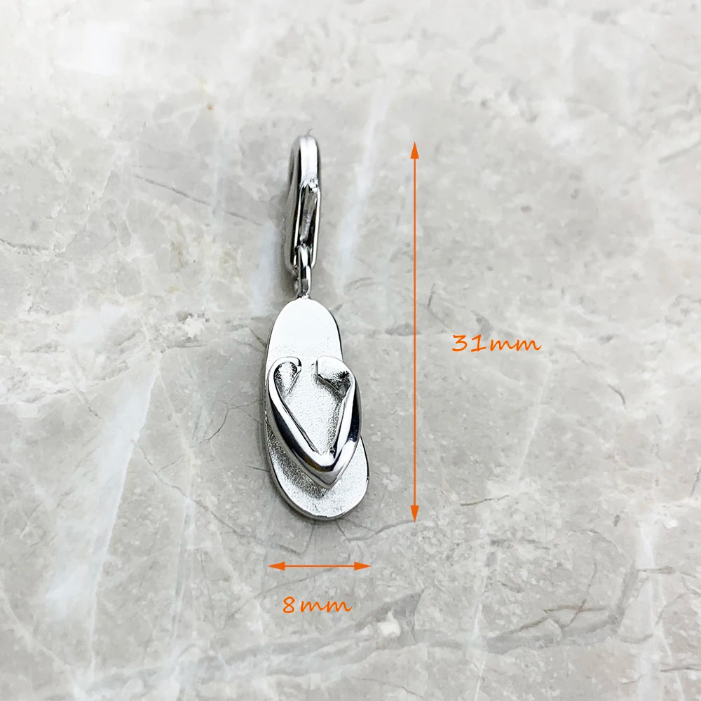 Fashion Classic Flip-flop Charm Lucky 925 Sterling Silver Pure Pendant Women Men's Jewelry Gifts