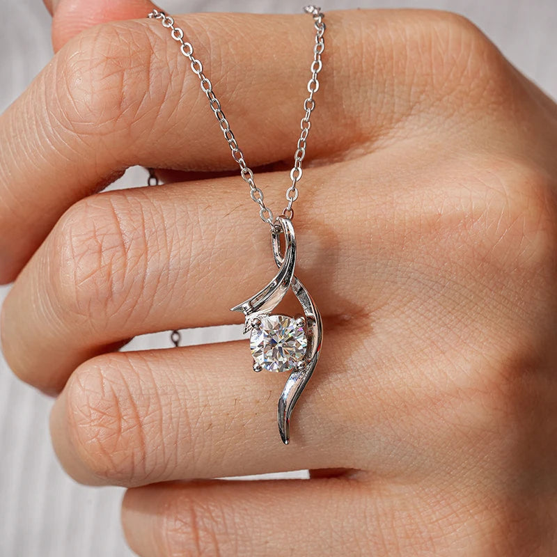 Smyoue 1CT Solitaire Certified Moissanite Pendant Necklace for Women Classic Bridal Jewelry 100% Pure 925 Silver Chain Wholesale